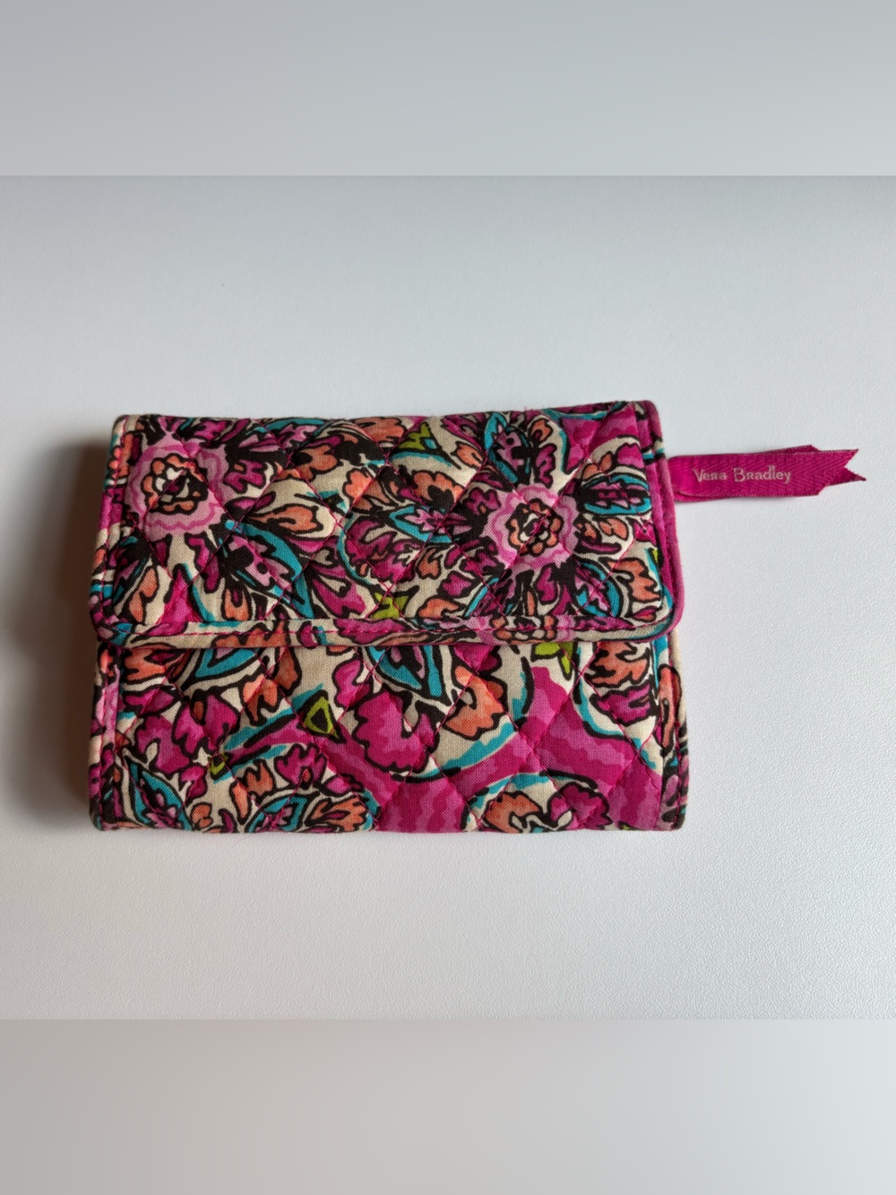 Vera Bradley Pink Floral Quilted Trifold Wallet